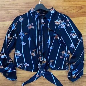 Black floral blouse